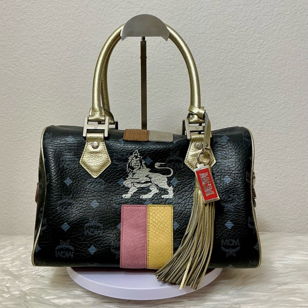MCM Black and Gold Satchel